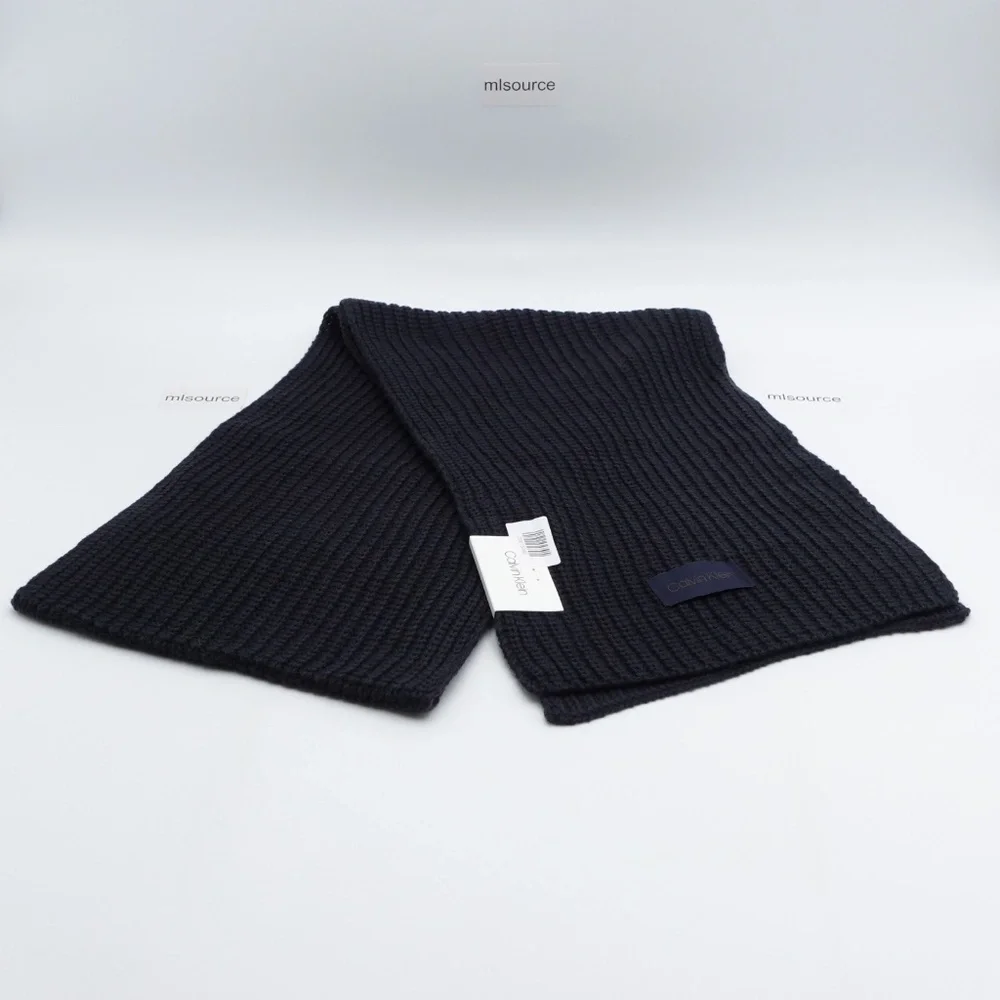 NEW Calvin Klein Men's Chunky Wave Knitted Scarf S14311 Navy Blue $55 MSRP